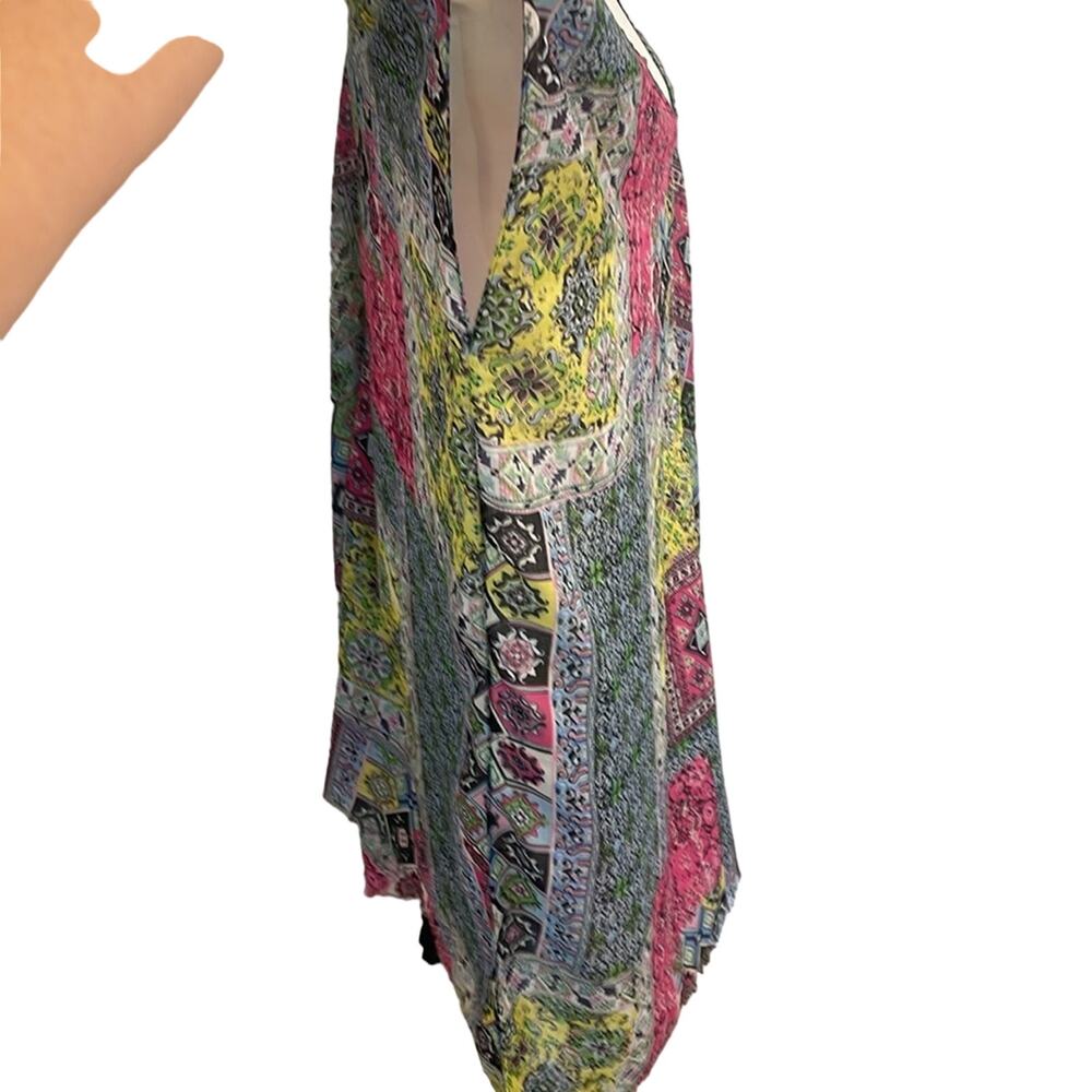 NWT Subtle Luxury Pool To Party Print Sheer Handkerchief Hem Coverup Kaftan O/S - Picture 5 of 9